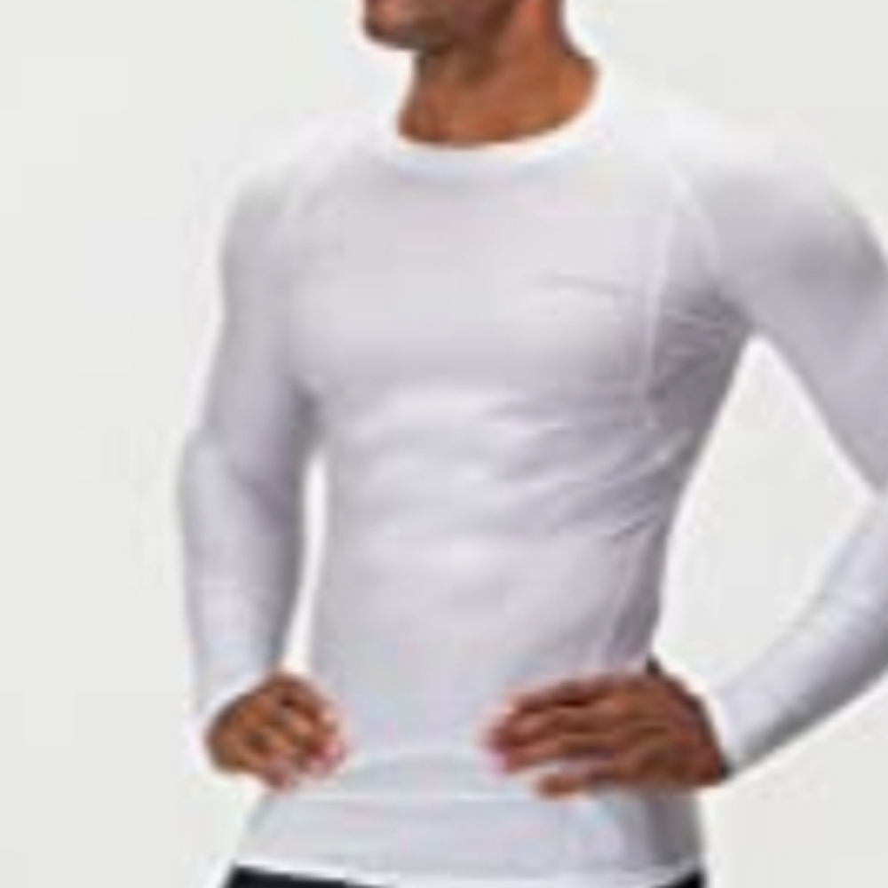 Mens compression white XL athletic long sleeve shirt